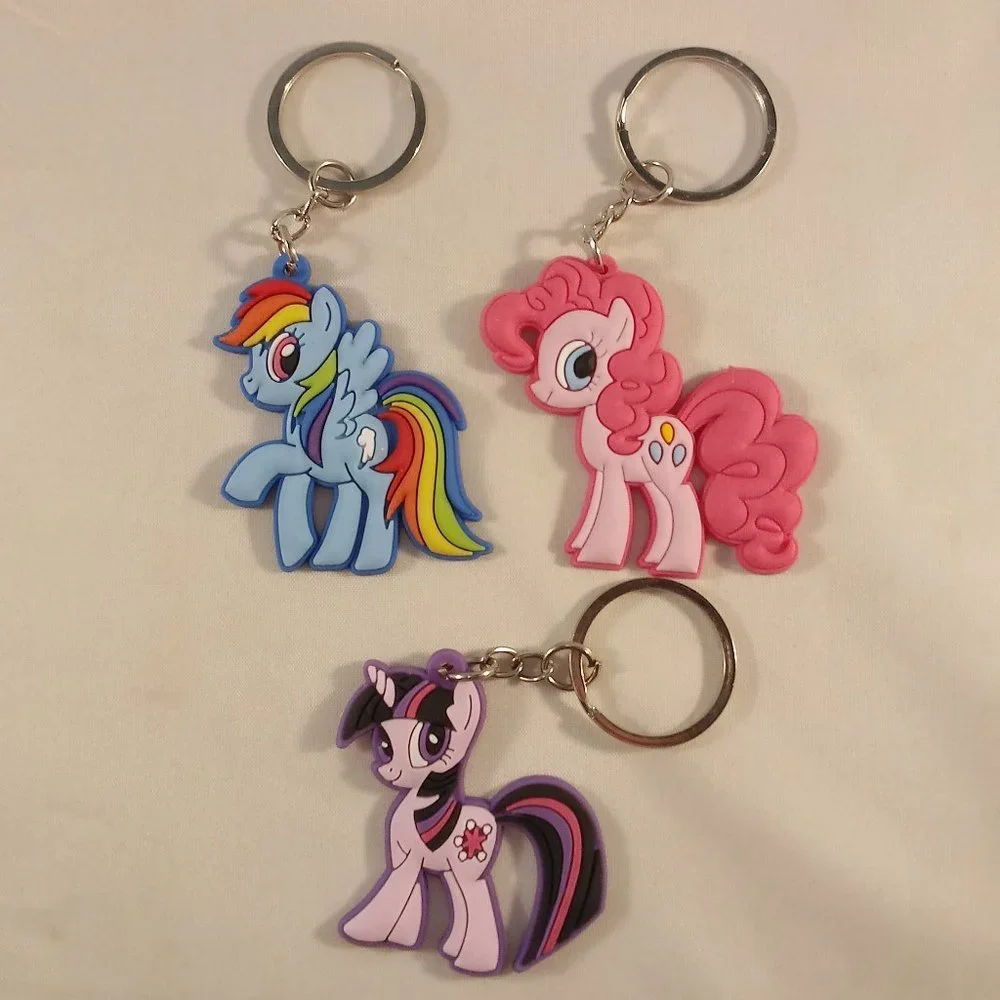 Silver My Little Pony Key Rings Rainbow Dash Pinky Pie Twilight Sparkle Lot of 3